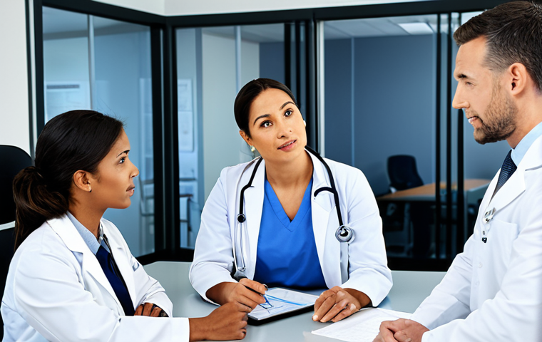 스포츠의학 직장 내 갈등 해결 방법 - Respectful Discussion**

"A diverse team of sports medicine professionals (doctor, physical therapis...