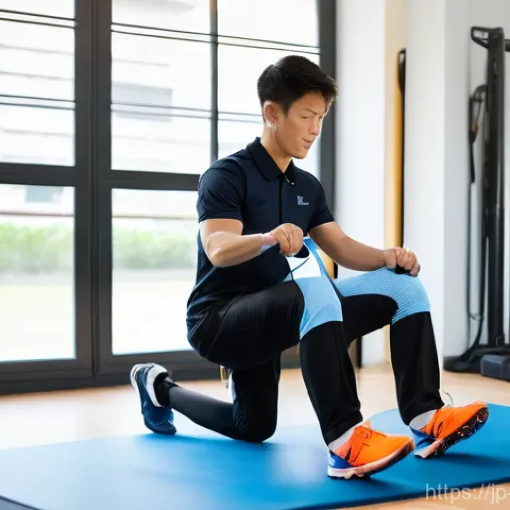 스포츠의학 분야의 자격증 취득 필수 조건 - A dedicated female Japanese physical therapist, wearing a clean, professional sports medicine unifor...