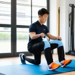 스포츠의학 분야의 자격증 취득 필수 조건 - A dedicated female Japanese physical therapist, wearing a clean, professional sports medicine unifor...